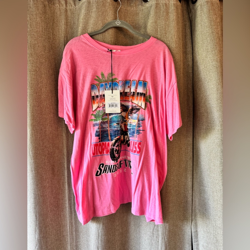 NWT Spell Pink Daydream Biker Graphic Short Sleeve Tee